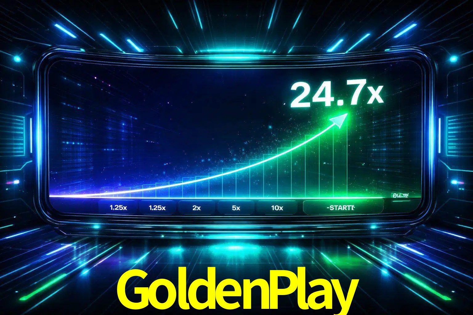 Una pantalla moderna de juego estilo crash con multiplicadores ascendentes, visuales de neón y una interfaz intensa enfocada en la acción.